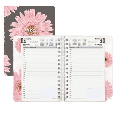 Picture of Planner-Daily, Wire 8x5 Pink Ribbon, Bilingual 2023