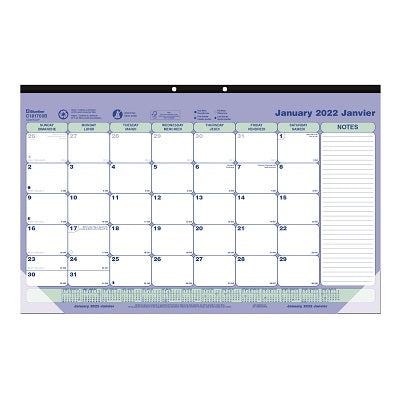 Picture of Calendar Pad-Desk Monthly 17-3/4x10-7/8 Bilingual 2022