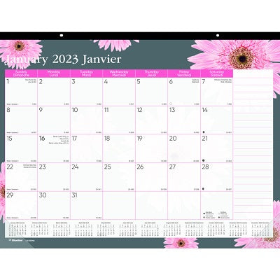 Picture of Calendar Pad-Desk Monthly 22x17 Pink Ribbon, Bilingual 2023