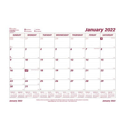 Picture of Calendar Pad Refill-Desk, Monthly 23-1/2x18-3/8 English 2022