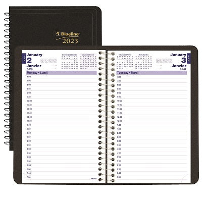 Picture of Planner-Daily, Wire 8x5 Black, Bilingual 2023