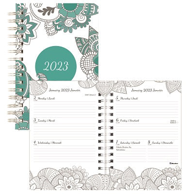 Picture of Planner-Weekly/Monthly, Wire 8x5 Doodleplan Botanica 2023