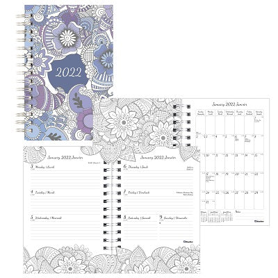 Picture of Planner-Weekly/Monthly, Wire 8x5 Doodleplan Botanica 2022