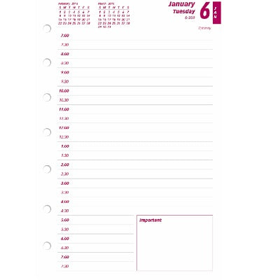 Picture of Planner Refill-Daily, For 3-7 Ring 8-1/2x5-1/2 English 2022