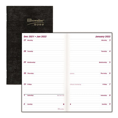 Picture of Planner-2 Week, Stitched 6x3-1/2 Black, English 2022