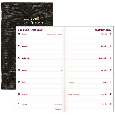 Picture of Planner-2 Week, Stitched 6x3-1/2 Black, English 2023