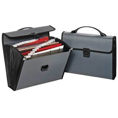 Picture of File-Portable, Letter 26 Pocket Poly, Grey/Black Trim