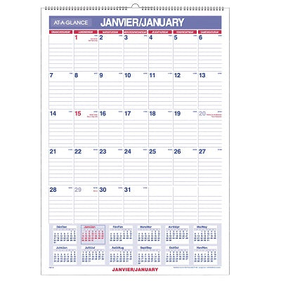 Picture of Calendar-Wall Monthly Wire 12x17 Bilingual 2023