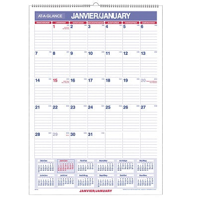 Picture of Calendar-Wall Monthly Wire 12x17 Bilingual 2022