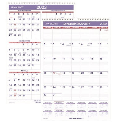 Picture of Calendar-Wall Monthly Wire 15-1/2x22-3/4 Bilingual 2023