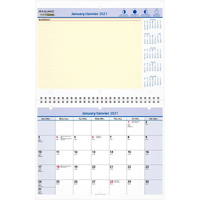 Picture of Calendar-Wall Monthly 11x8 Quicknotes Bilingual 2023